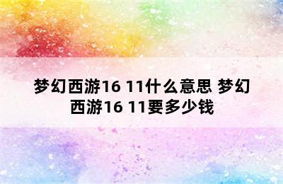 梦幻西游16+11什么意思 梦幻西游16+11要多少钱